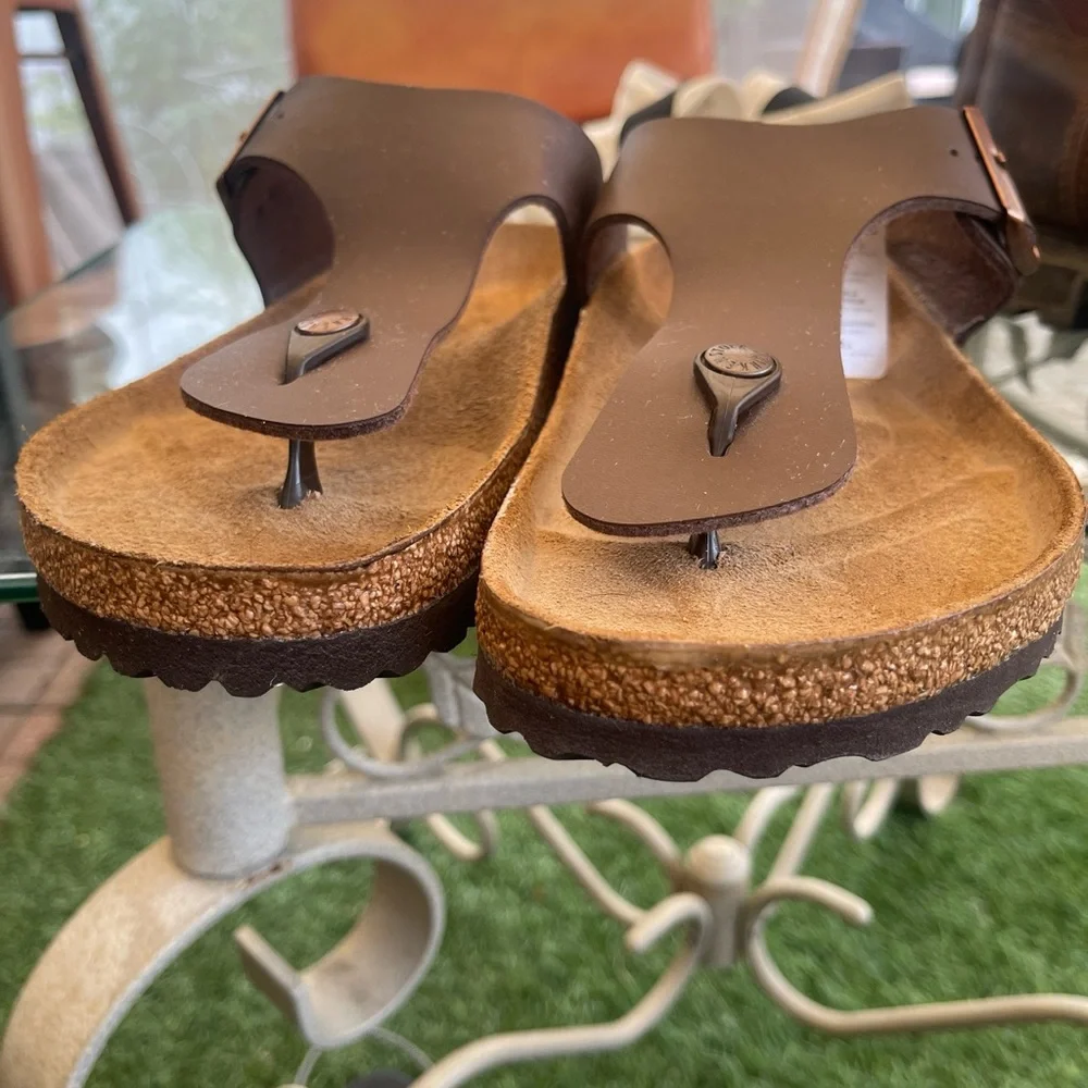 NIB Birkenstock Gizeh Oiled Leather In Habana 7953062